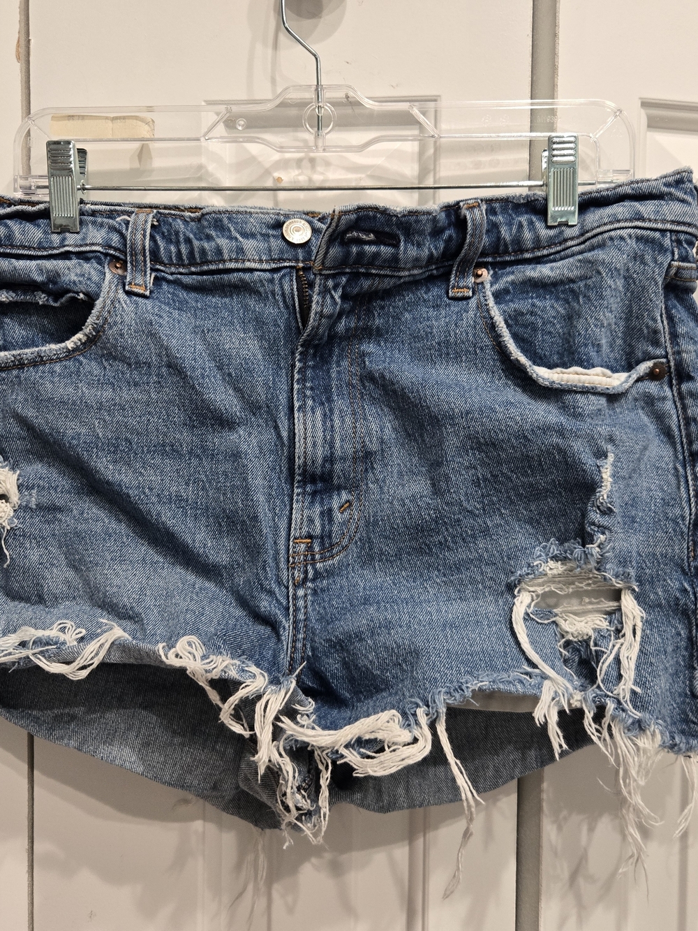 Abercrombie & Fitch Distressed Light Blue Denim Cutoff Shorts